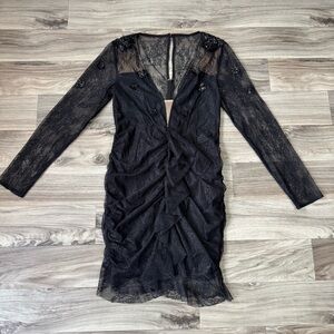 NWT For Love & Lemons Daisy Lace Mini Dress Black Size Large